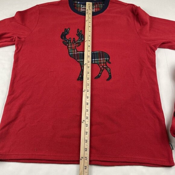 Eddie Bauer Sleepwear Tops Women’s L/Men’s L Lot Of 2 Soft Waffle Knit Moose Red - Picture 4 of 9